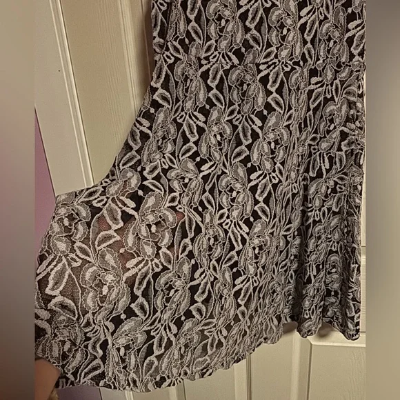 Free People Black and Gray Lace Midi Dress - Picture 4 of 7